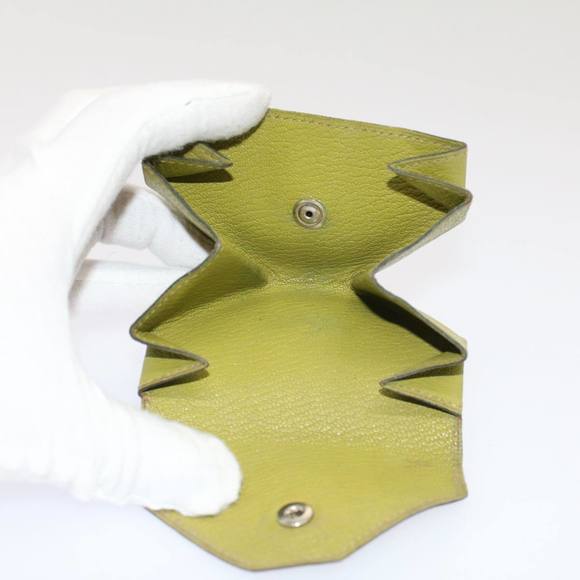 HERMES Revan Cattle Coin Purse Leather Green Auth yb333 - Picture 10 of 16